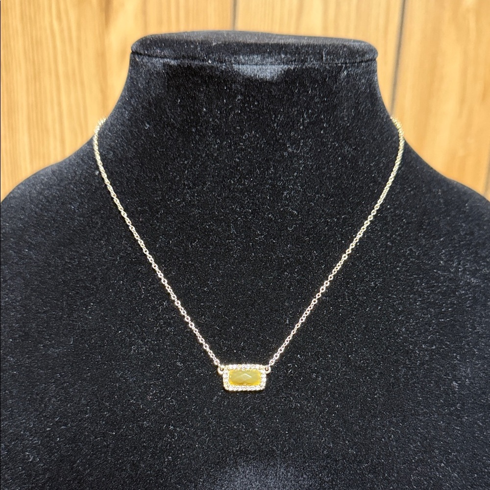 Banana Republic Gold Necklace with Green Gemstone